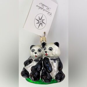 Christopher Radko Petite Pandas 2.5” Glass Ornament